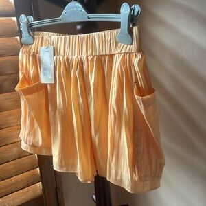 Ramy Brook Peach Pleated Pocket Shorts